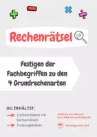 Vorschau - Arbeitsblätter - Rechenrätsel - Fachbegriffe zu den 4. Rechenarten - Deckblatt