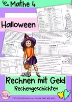 Vorschau - Arbeitsblätter - Sachrechengeschichten mit Geld (Halloween) - Deckblatt