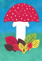 Vorschau - Mal- und Bastelvorlagen - Herbstlicher Fliegenpilz aus Vorlagen basteln - Deckblatt