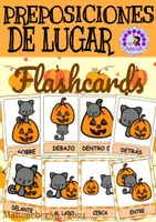 Vista previa - Tarjetas / Manipulativos - Preposiciones de lugar - Halloween- Spanish Version - Portada
