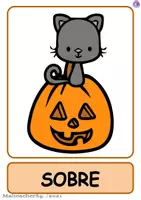 Vista previa - Tarjetas / Manipulativos - Preposiciones de lugar - Halloween- Spanish Version - página 1