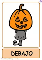 Vista previa - Tarjetas / Manipulativos - Preposiciones de lugar - Halloween- Spanish Version - página 3