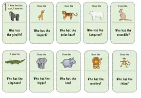 Vorschau - Spiele - I have... who has ... Wild animals Lesespiel - Deckblatt