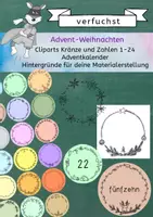 Vorschau - Mal- und Bastelvorlagen - Advent-Weihnachten Cliparts Kränze und Zahlen 1-24, Adventskalender, Hintergrund für Materialerstellung - Deckblatt