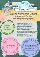 Vorschau - Mal- und Bastelvorlagen - Advent-Weihnachten Cliparts Kränze und Zahlen 1-24, Adventskalender, Hintergrund für Materialerstellung - Seite 1