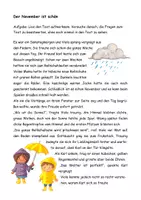 Vorschau - Stundenentwürfe - Lesetext, Fragen und Arbeitsblatt November - Deckblatt