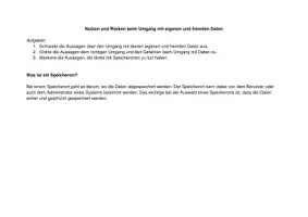Vista previa - Hojas de trabajo - Nutzen und Risiken beim Umgang mit eigenen und fremden Daten (Alemán) - Hojas de trabajo - Portada
