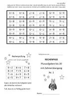 Vorschau - Arbeitsblätter - Titelblatt Kopfrechenpässe I - Seite 1