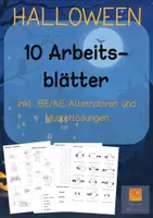 Vorschau - Arbeitsblätter - Halloween Englisch 10 Arbeitsblätter mit Lösungen - Deckblatt