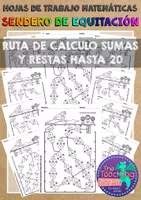 Vista previa - Hojas de trabajo - Sendero de equitación sumas y restas hasta 20 español - Portada