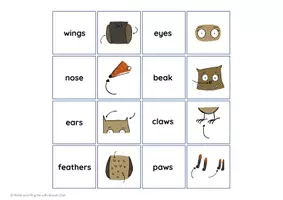 Aperçu - Feuilles d'exercices - Zoo Animals - BODY PARTS game of pairs - Page 2