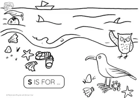 Aperçu - Feuilles d'exercices - Brown Owl At the Seashore - Colouring Pages - Page 1