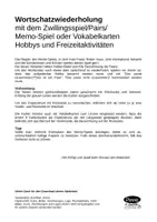 Aperçu - Jeux - Deutsch - DaZ/DaF Wortschatzübung Memo-Spiel Hobbys - Zwillingsspiel, Matching Pairs - Page 1