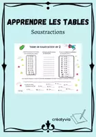 Aperçu - Cartes d'exercices - Tables soustractions - Page de couverture