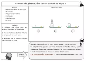 Aperçu - Expériences - Questionner le monde / Sciences - Expérience sur l'air 6 - Comment récupérer une pièce entourée d'eau sans se mouiller ? - Page 2