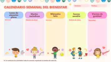 Aperçu - Feuilles d'exercices - CALENDARIO SEMANAL DEL BIENESTAR - Page 1