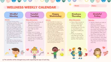 Aperçu - Feuilles d'exercices - WELLNESS WEEKLY CALENDAR - Page de couverture