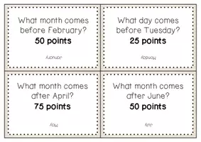 Aperçu - Jeux - Days and Months QUESTIONS CARD GAME - Page 2