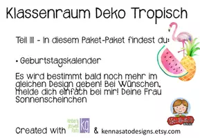 Vorschau - Bildkarten - Tropischer Klassenraum Deko Geburtstagskalender - Seite 1