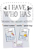 Aperçu - Jeux - I have... who has... (ordinal numbers, dates, months, special days) - Page de couverture