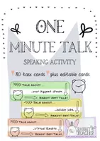 Aperçu - Cartes d'exercices - Speaking activity: One minute talk (80 task cards) - Page de couverture