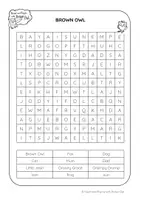 Aperçu - Feuilles d'exercices - Brown Owl - WORD SEARCH - Page 1