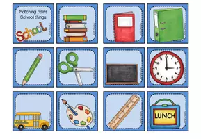 Aperçu - Jeux - At school - Matching pairs / Memory® - Page 1