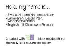 Vorschau - Merkblätter - Aquarell Namensschilder Deutsch / Englisch Classroom Phrases - Seite 1