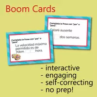 Aperçu - Cartes d'exercices - Por y Para (Boom Cards) - Page 1