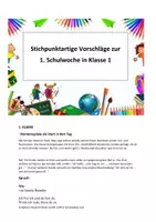 Vorschau - Stundenentwürfe - Stichpunktartige Vorschläge zur 1. Schulwoche in Klasse 1 - Deckblatt