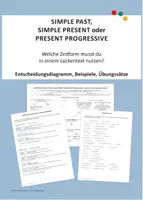 Vorschau - Arbeitsblätter - Entscheidungspfad Uebungssaetze simple past simple present present progressive - Deckblatt