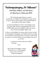 Vorschau - Arbeitsblätter - Rechenspaziergang "An Halloween": schriftliche Addition und Subtraktion mit Übertrag im ZR 1000 - Seite 1