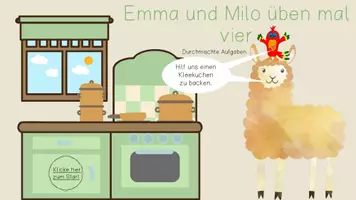 Vorschau - Interaktives Material - Emma und Milo üben mal Vier- gemischte Aufgaben - Seite 1