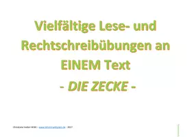 Vorschau - Spiele - Vielfältige Lese- und Rechtschreibübungen an EINEM Text - Die Zecke - Lesefertigkeit, Lesefähigkeit und Rechtschreibung üben - Deckblatt