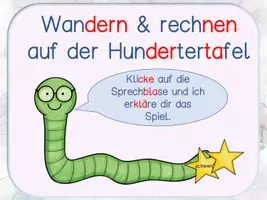 Vorschau - Fördermaterial/Inklusion - Wandern und rechnen auf der Hundertertafel schwer - interaktiv & Silbenschrift - Seite 1