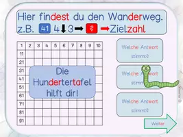 Vorschau - Fördermaterial/Inklusion - Wandern und rechnen auf der Hundertertafel schwer - interaktiv & Silbenschrift - Seite 2