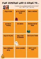 Vorschau - Arbeitsblätter - Find someone who Simple past + going-to-future Halloween Edition - Deckblatt