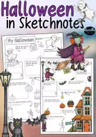Aperçu - Feuilles d'exercices - Halloween - Sketchnotes for ESL Learners - Page de couverture