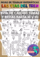 Vista previa - Hojas de trabajo - Las vias del tren sumas y restas hasta 10 y 20 español - Portada