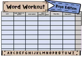 Vorschau - Arbeitsblätter - Stadt-Land-Fluss - Word Workout - Categories - Boys Edition - Seite 1