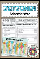 Vorschau - Arbeitsblätter - Zeitzonen und Zeitverschiebung – Uhrzeiten weltweit berechnen | 2-fach differenzierte Arbeitsblätter 5.–6. Klasse - Deckblatt