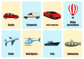 Vista previa - Tarjetas / Manipulativos - ¡Flashcards de los transporte en Español! - página 2