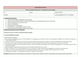 Vorschau - Lehrpläne/Lehrermaterial - Sequenzplanung/ Reihenplanung: Lesestrategien - sinnentnehmendes Lesen (Klasse 3) - Seite 1