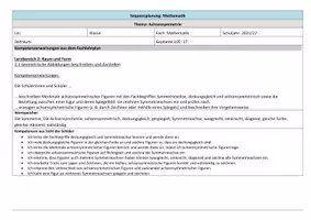 Vorschau - Lehrpläne/Lehrermaterial - Sequenzplanung/ Reihenplanung (Lehrprobe): Achsensymmetrie (Klasse 3-4) - Seite 1