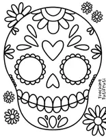 Vorschau - Mal- und Bastelvorlagen - Printable Day of the dead skull outline - Deckblatt