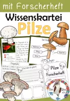 Vorschau - Stationenlernen - Pilze - Wissenskartei und Forscherheft in verschiedenen Versionen - Deckblatt