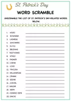 Aperçu - Feuilles d'exercices - Saint Patrick’s Day Word Scramble Activity / Mots brouillés de la Saint-Patrick - Page de couverture