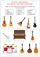 Aperçu - Feuilles d'exercices - Musical Instruments Matching Worksheet For Kids / Feuille de travail d'appariement des instruments de musique - Page 3