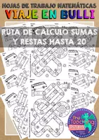 Vista previa - Hojas de trabajo - Viaje en Bulli: sumas y restas hasta 20 español - Portada