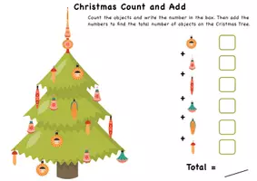 Aperçu - Feuilles d'exercices - Christmas fun math: count snowballs, garlands on New Year tree / Mathématiques amusantes de Noël - Page 1